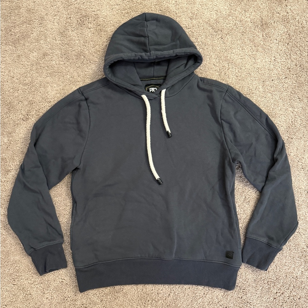 PTO Sweater Hoodie Men size Small Gray Pullover Drawstring Hood